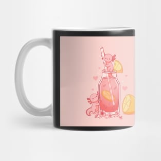 Kawaii Axolotl Lemonade, Cute Axolotl Pink Lemonade Mug